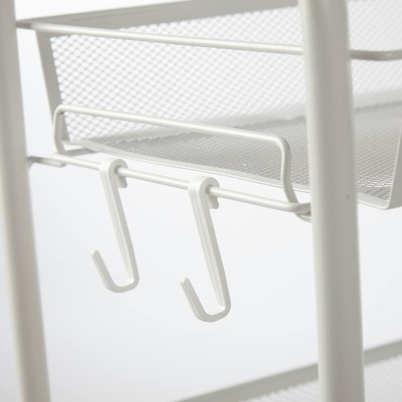 Urban Shop 3 Tier Trolley Rolling Mesh Storage Cart - 17" x 7" x 29"