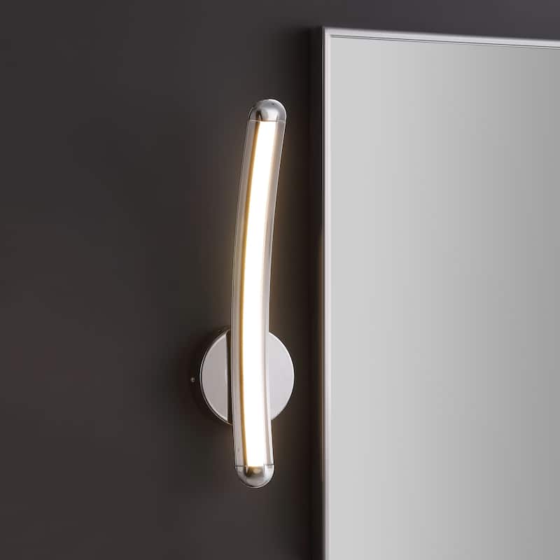 Roxanna 17.7" Dimmable Integrated LED Metal Sconce, Chrome by JONATHAN Y - One - Chrome