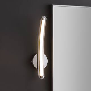 JONATHAN Y Roxanna 17.7" Dimmable Integrated LED Metal Sconce, Chrome - One