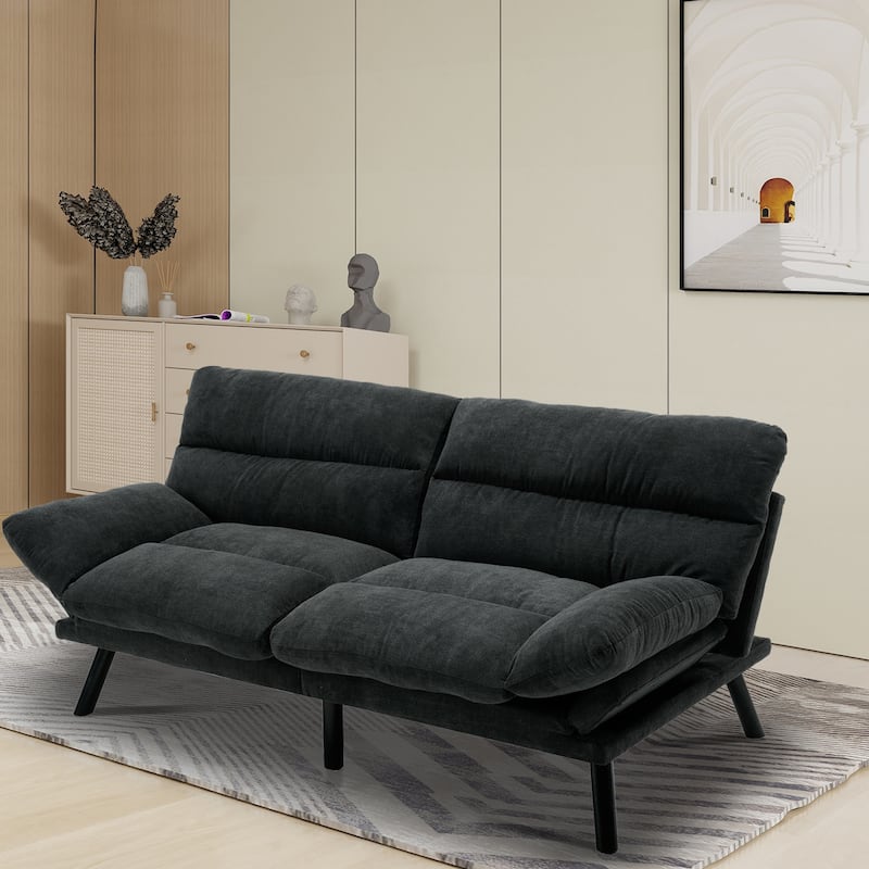 70.08" 2-Seater Sofa Bed, Linen, Microsuede, Teddy