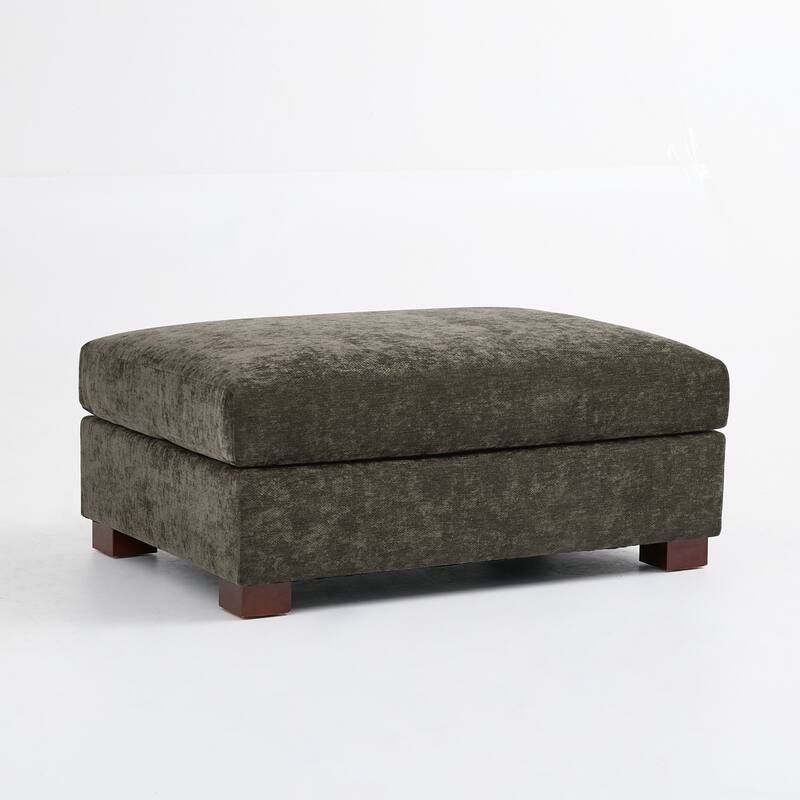 Oversized Chenille Modular Ottoman With Cushioned Top