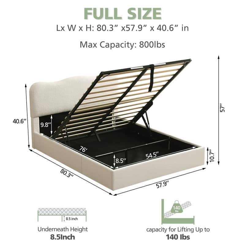 Lift Up Storage Bed with Unique Headboard