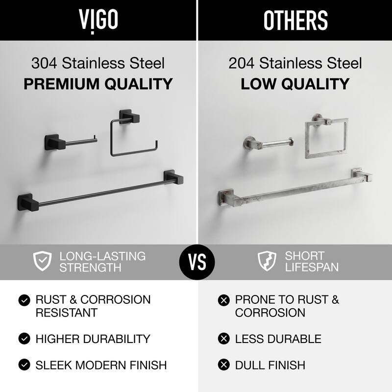 VIGO Meridian 3-Piece Bathroom Hardware Accessory Set with 24 in. Towel Bar, Toilet Paper Holder, Hand Towel Holder