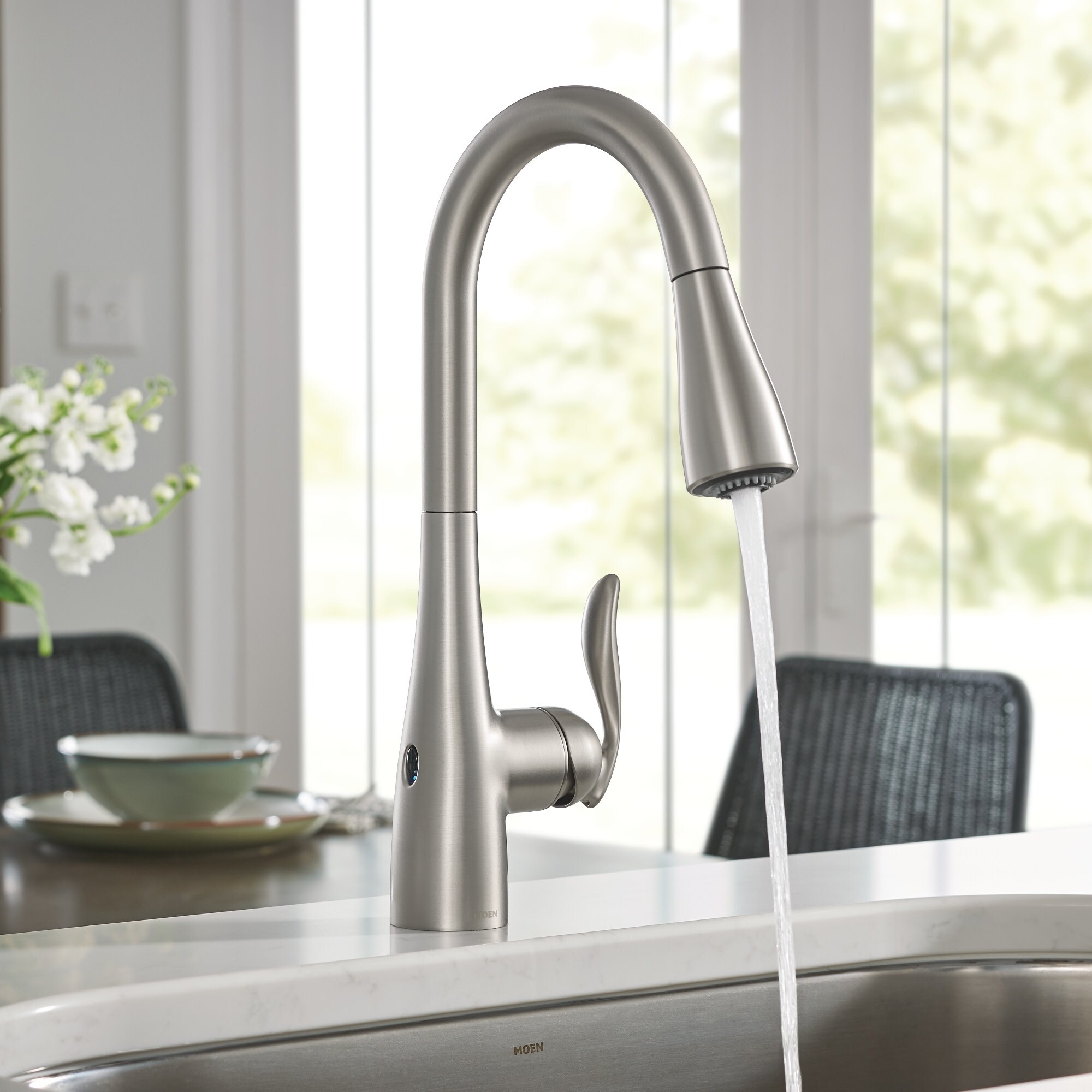 Moen Arbor Pull-Down High Arc Kitchen Faucet with MotionSense, Power