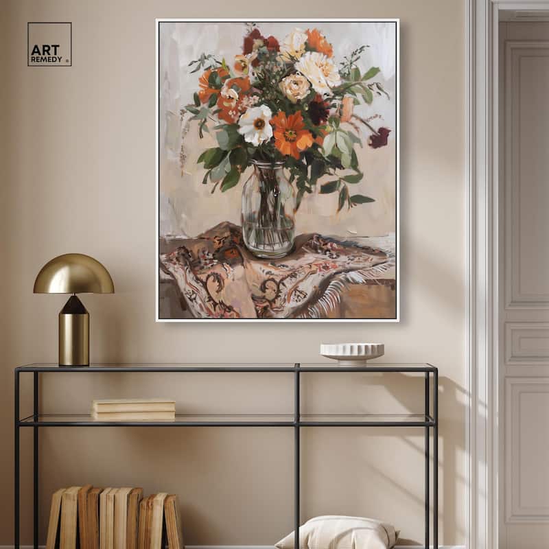 Delicate Glass Vase and Flowers Canvas by Art Remedy