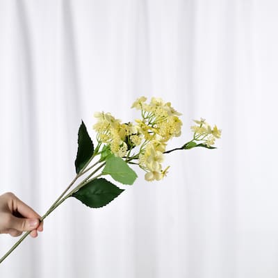 Yellow Silk Decorative Artificial Hydrangea(Pack of 1 Branch)