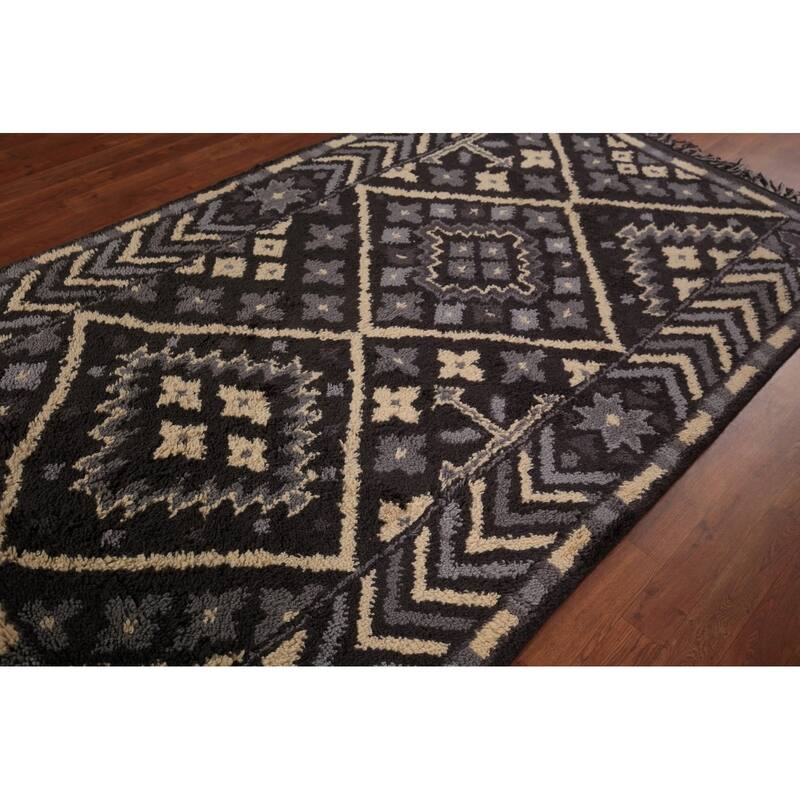 Geometric Moroccan Oriental Area Rug Handmade Wool Carpet - 4'11" x 8'2"