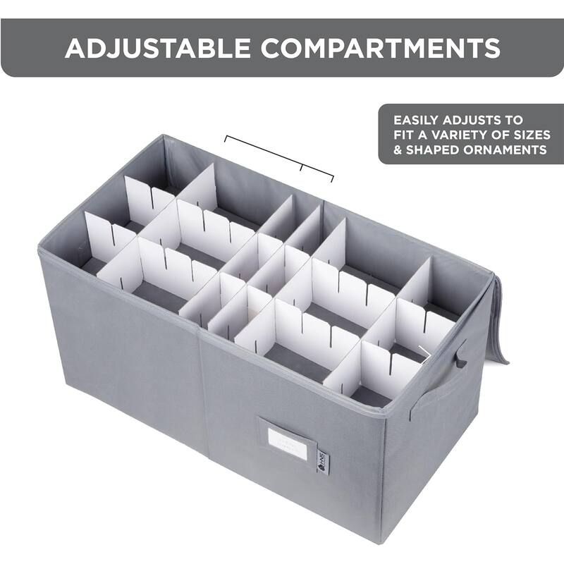 Xmas Ornament Storage Container with Dividers Fits Up to 54 - 4" Ornaments, Durable 600D, Red