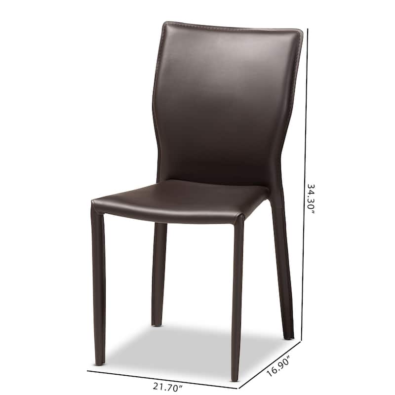 Modern Faux Leather Dining Chairs - 4 Piece Set - Dark Brown Upholstered Accent Chairs - 34.3" Height - 34.3