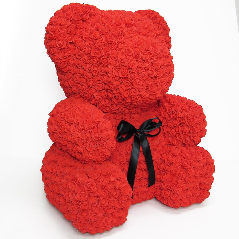 XL Forever Rose Bear Flower Teddy Bear 25" with Gift Box for Valentines Day, Anniversary, Birthday, Gift for Her