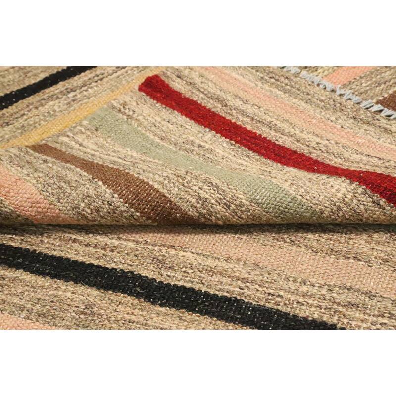 Hand Woven Oriental 100% Wool Carpet Southwestern Tribal Multi-Colored Kilim Area Rug - 9' 7'' X 6' 6''