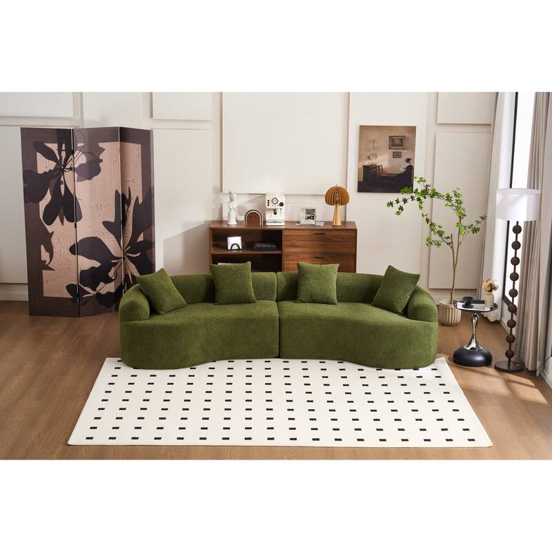 Anmytek 110 Inch Modular Curved Boneless Sectional Sofa High-Density Foam Sleeper Couch No assembly required