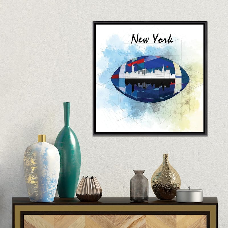 iCanvas "Football New York Giants" by Katia Skye Framed