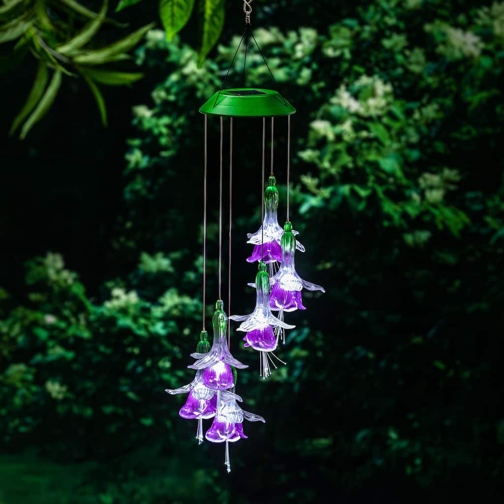 White Light Solar Mobile, Purple Fairy Flower