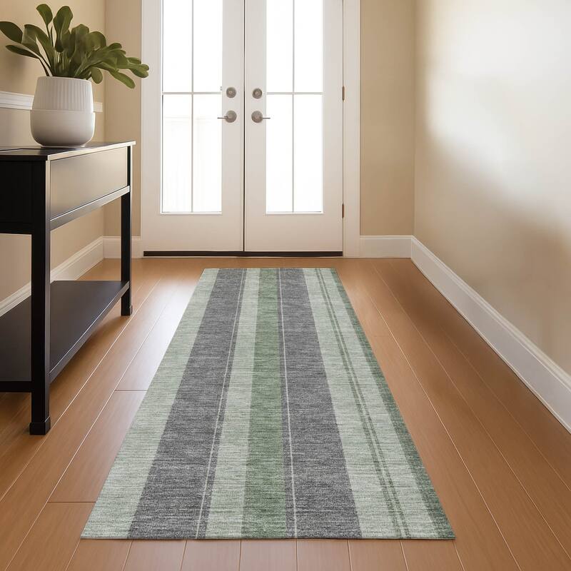 Premium Washable Super Soft Modern Stripe Mayfield Rug - Green - 2'3" x 7'6"