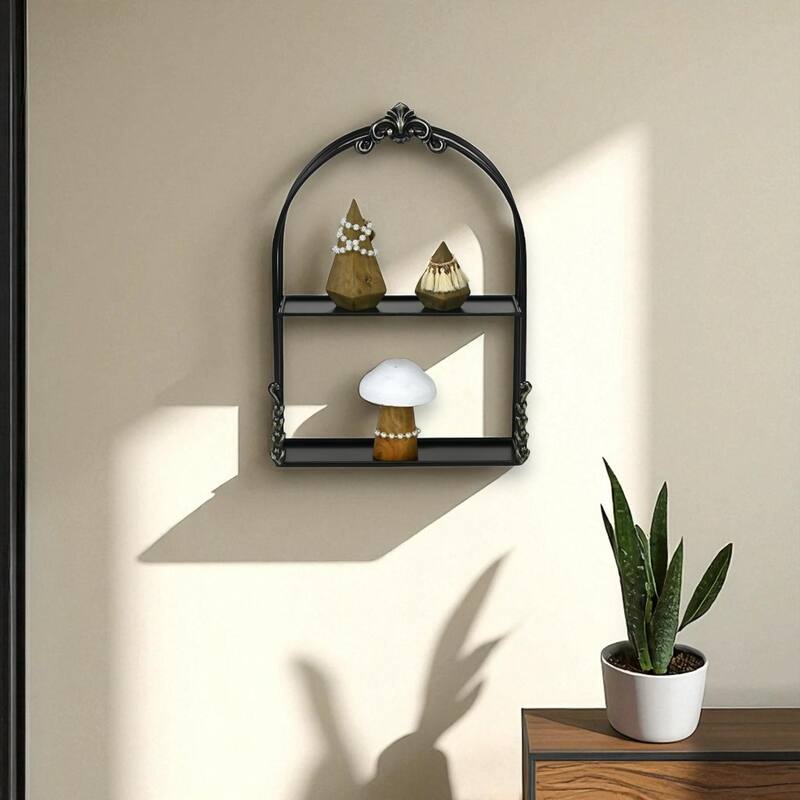 Vintage Style 2-Tier Wall Shelf - 18.5" - Black
