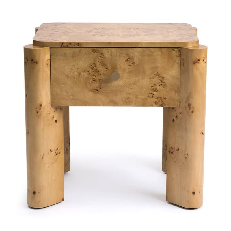 Studio London Nightstand Maple Burl Bedside Table Easy Assembly for Stylish