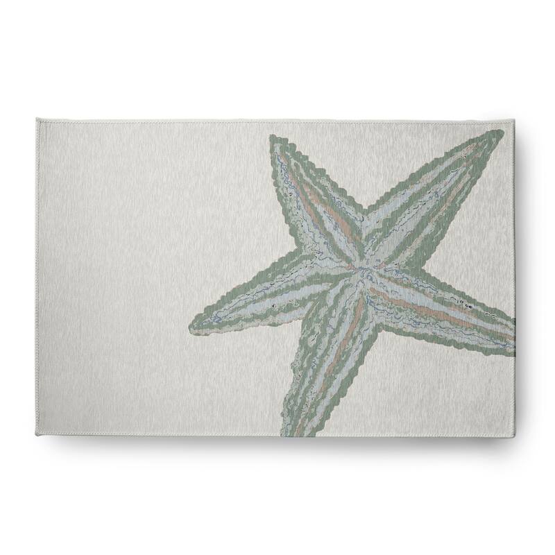 Large Starfish Nautical Indoor/Outdoor Rug - Sage - 4' x 6'