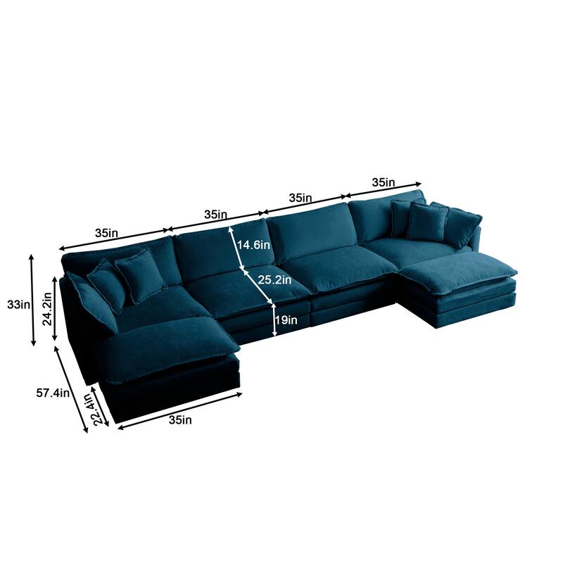 Cloud Chenille Upholstered Modular Sectional Sofa with DIY Combination Design