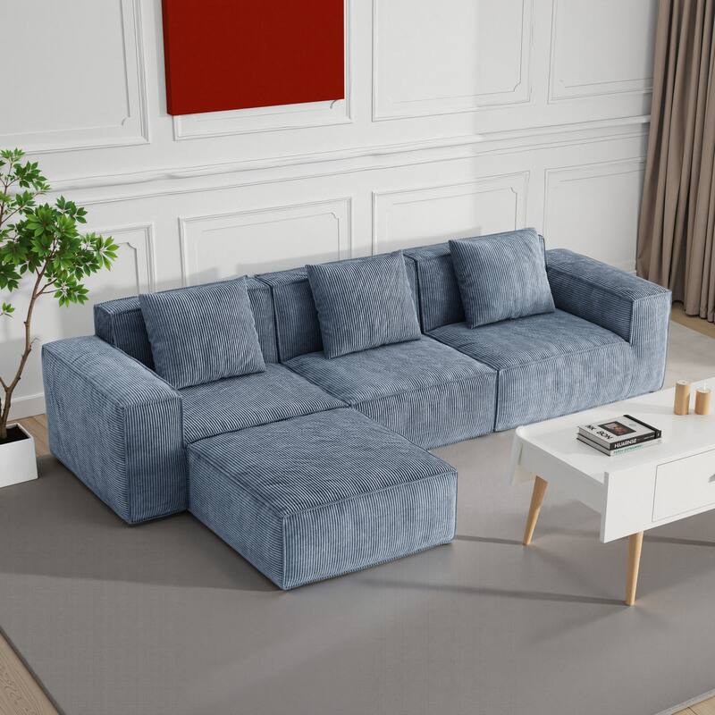 Chenille Fabric Sectional Sofa for Living Room,Tofu Block Sofa Floor Sofa