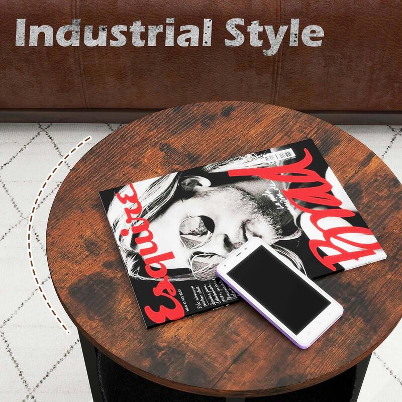 Costway 1/2 PCS Round End Table with Felt Storage Basket Sturdy Metal