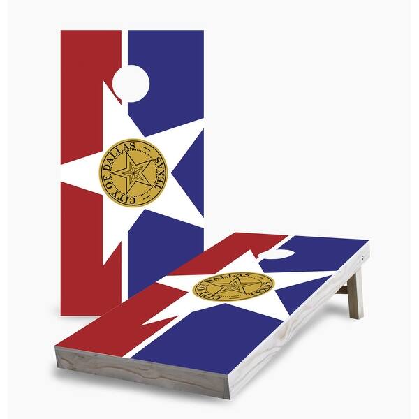 slide 2 of 7, Dallas City Flag Cornhole Game (Choose Wraps or Boards) 2x4 Boards (24" x 48") - Include ALL Accessories