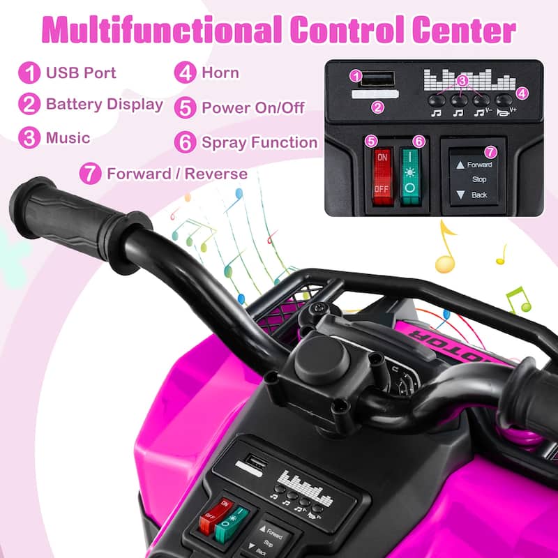 Costway 6V Toddler Ride On Electric Car ATV with Lights & Music & USB - See Details