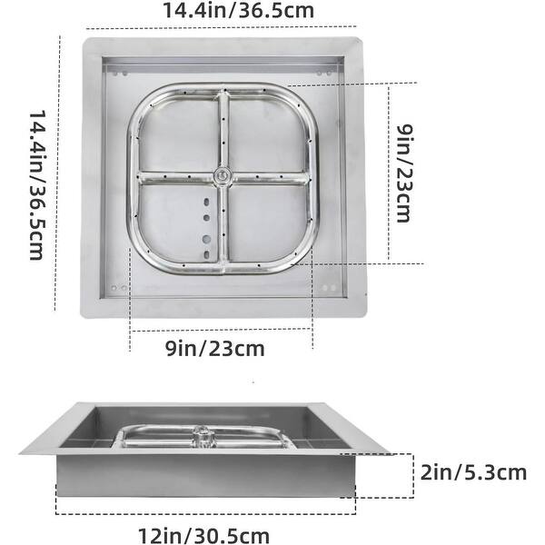 12*12inch Stainless Steel Fire Pit Kit with Burner - Bed Bath & Beyond ...