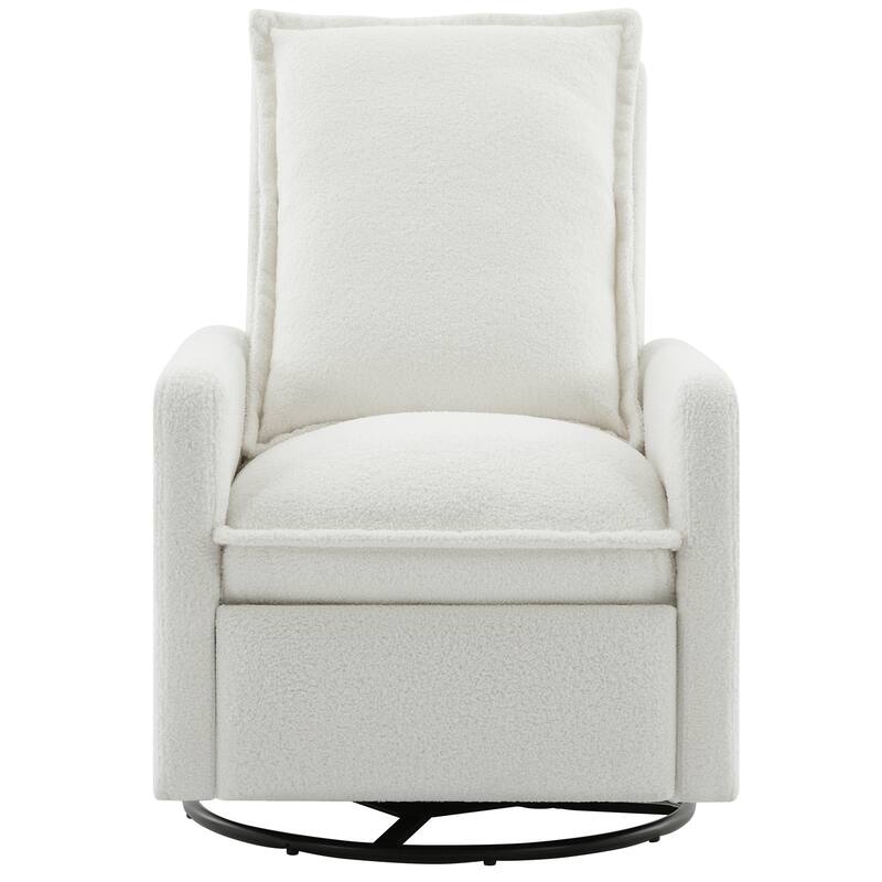 Modern Upholstered Rocker Nursery Chair Plush Seating Glider Swivel Recliner Chair