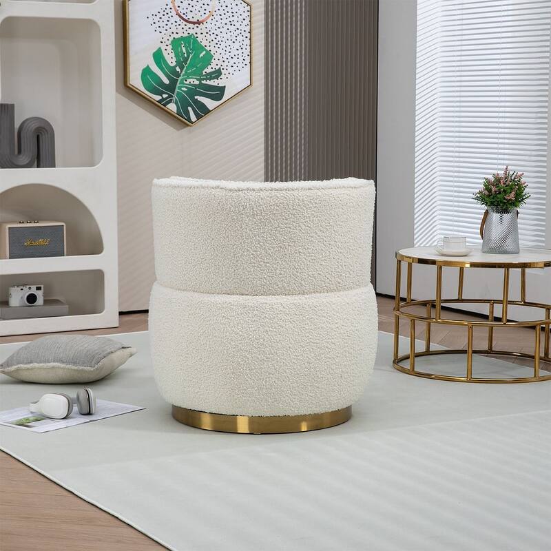 Modern Velvet 360 Degree Swivel Round Armrest Upholstered Accent Chair
