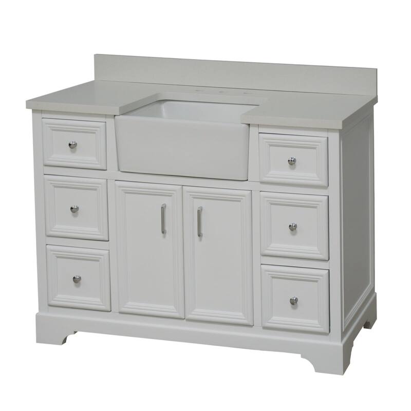 KitchenBathCollection Zelda 48" Farmhouse Bathroom Vanity with Quartz Top