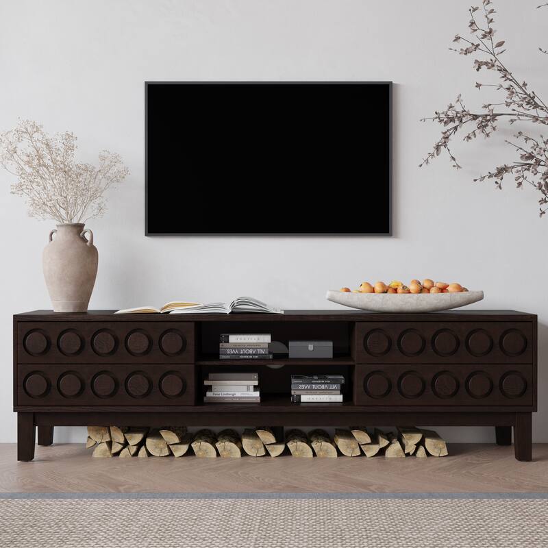 Living Room TV Stand with 4 Drawers,TV Console Table Entertainment Center for TVs up to 75" - Dark Brown