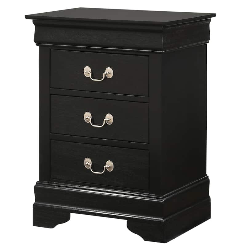 3-Drawer Wood Nightstand - 29" - Black