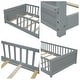 preview thumbnail 37 of 45, Twin Size Wood Floor Platform Bed with Built-in Book Storage Rack