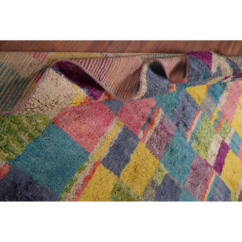Colorful Plush Moroccan Oriental Area Rug Handmade Wool Carpet - 6'11" x 10'4"