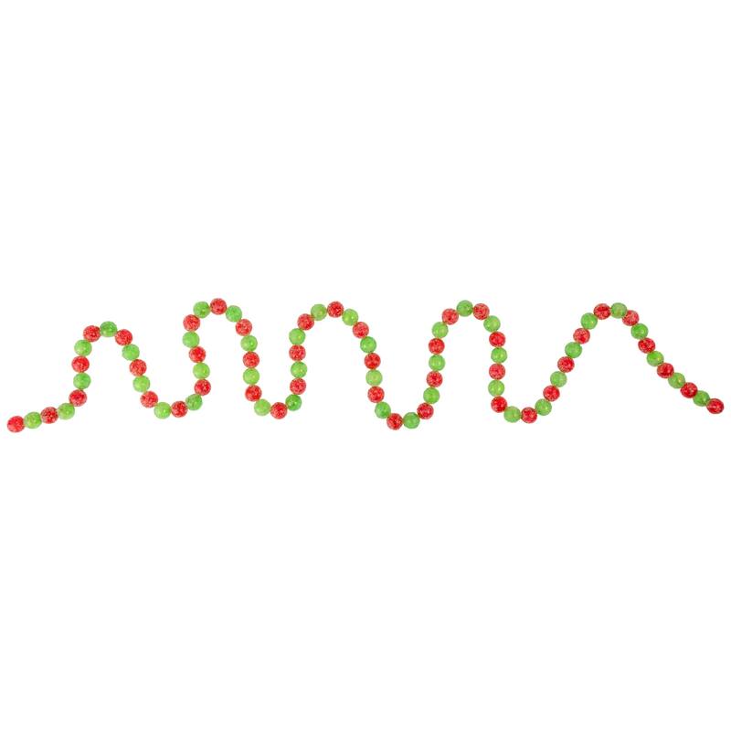 6' Red and Green Glittered Candy Drop Christmas Garland, Unlit