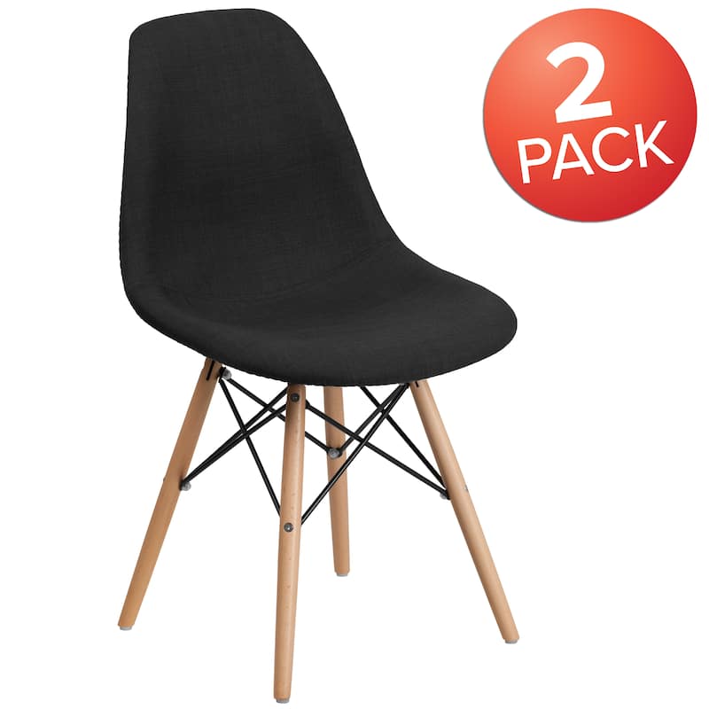 2 Pack Elon Series Fabric Chair with Wooden Legs