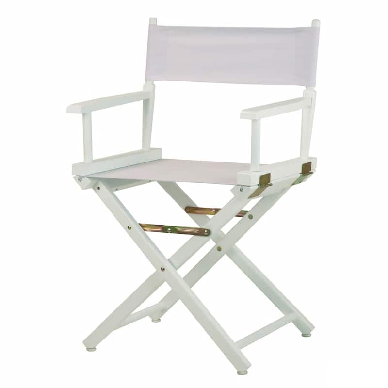 White Frame 18-inch Director's Chair - 33.75"h x 21.75"w x 17"d - 33.75"h x 21.75"w x 17"d - White