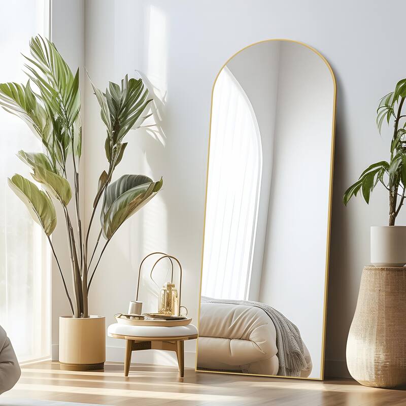 Nonfriable Arched Wood Mirror Wall Mirror Dressing Mirror With Stand
