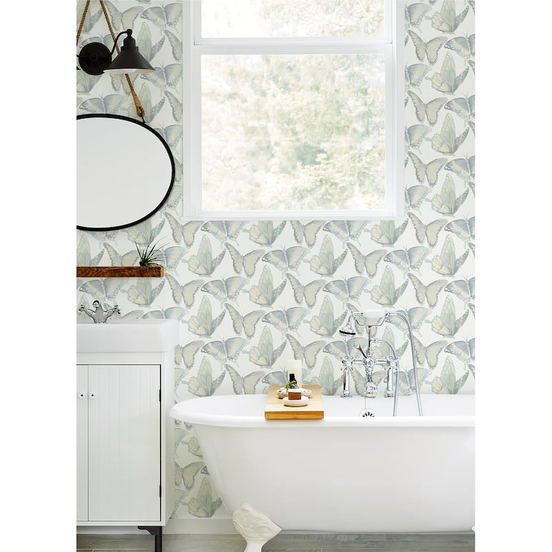 Chesapeake Janetta Mint Butterfly Wallpaper