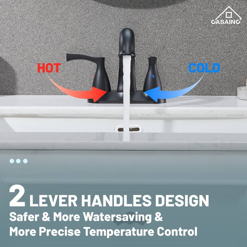 4 in. Centerset Double Handle Bathroom Faucet with Drain Kit Included