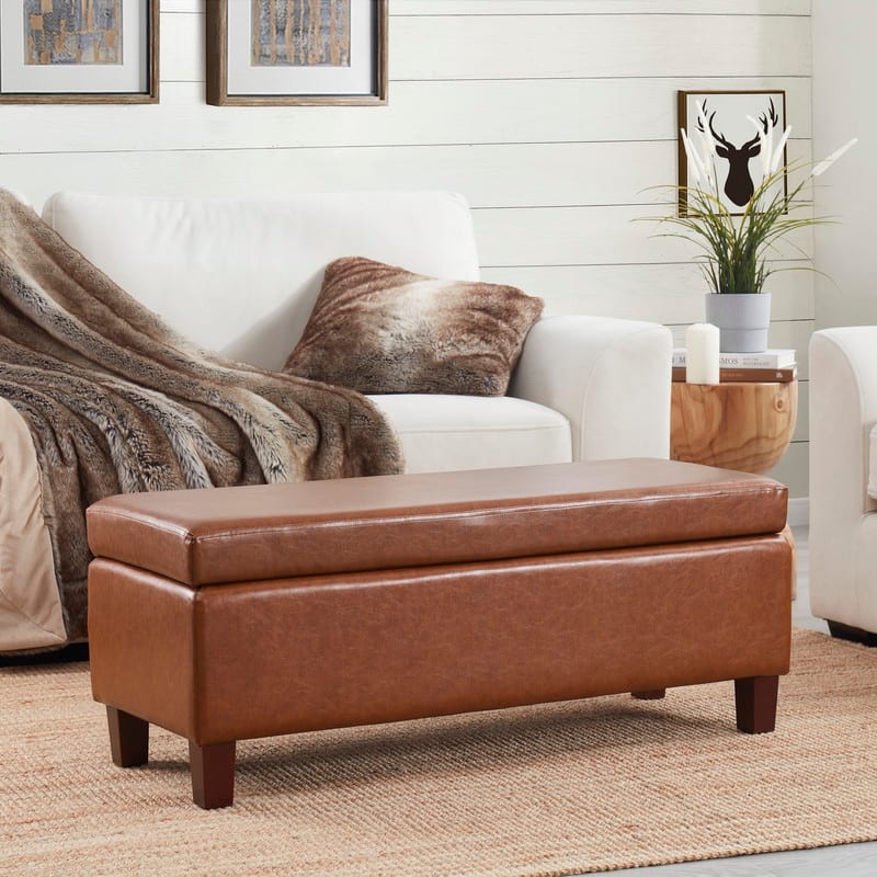 Hamilton Upholstered Rectangle Storage Ottoman with Hinge Lid - 40" x 15" x 16"