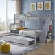 preview thumbnail 7 of 10, Convertible Bunk Bed with Trundle, Storage, Safety Guardrails, Modern Design for Kids Grey