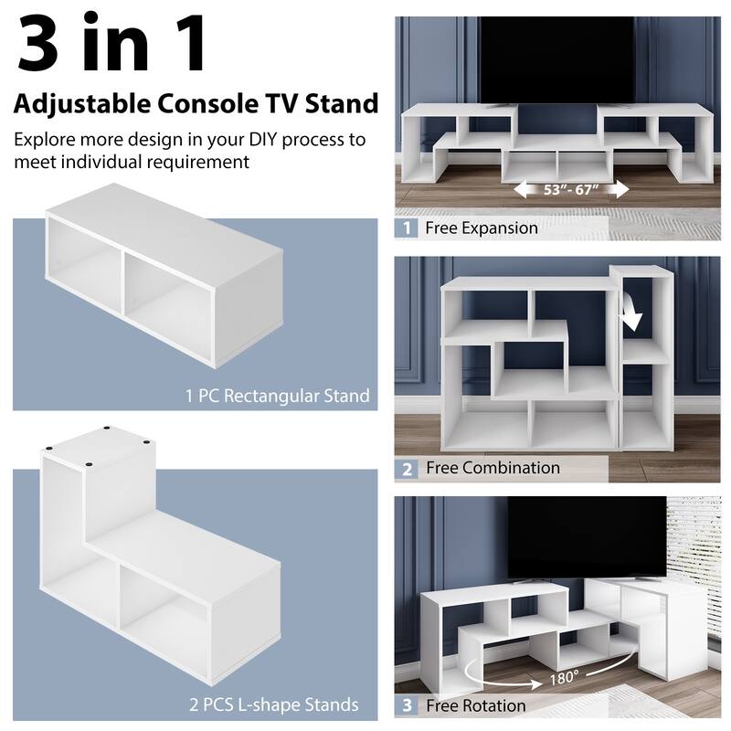 Costway 3 Pcs TV Stand for TV's up To 65'' Console Entertainment
