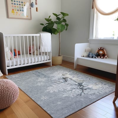 Premium Washable Super Merry Christmas Reindeer Soft Mayfield Rug