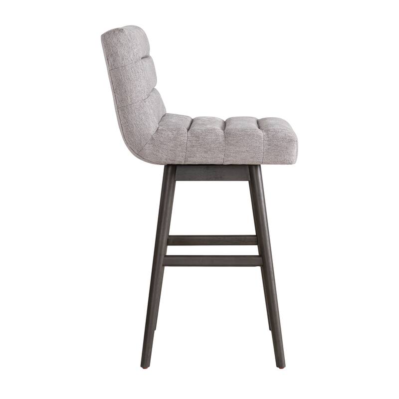 Elias Modern Swivel Bar Stool, Upholstered Counter Stool with Solid Wood Frame