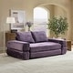 preview thumbnail 1 of 25, Modern Chenille Convertible Sofa Bed Queen Size Split Back Design Purple