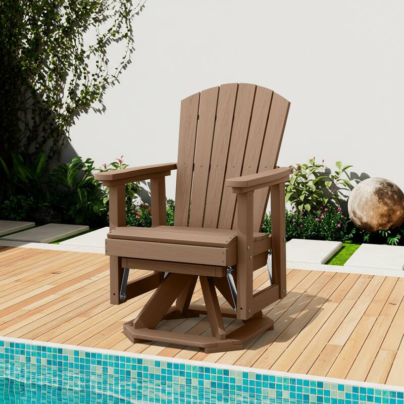 HDPE Adirondack Swivel Glider, Outdoor Patio Chair - 1 Piece - Brown