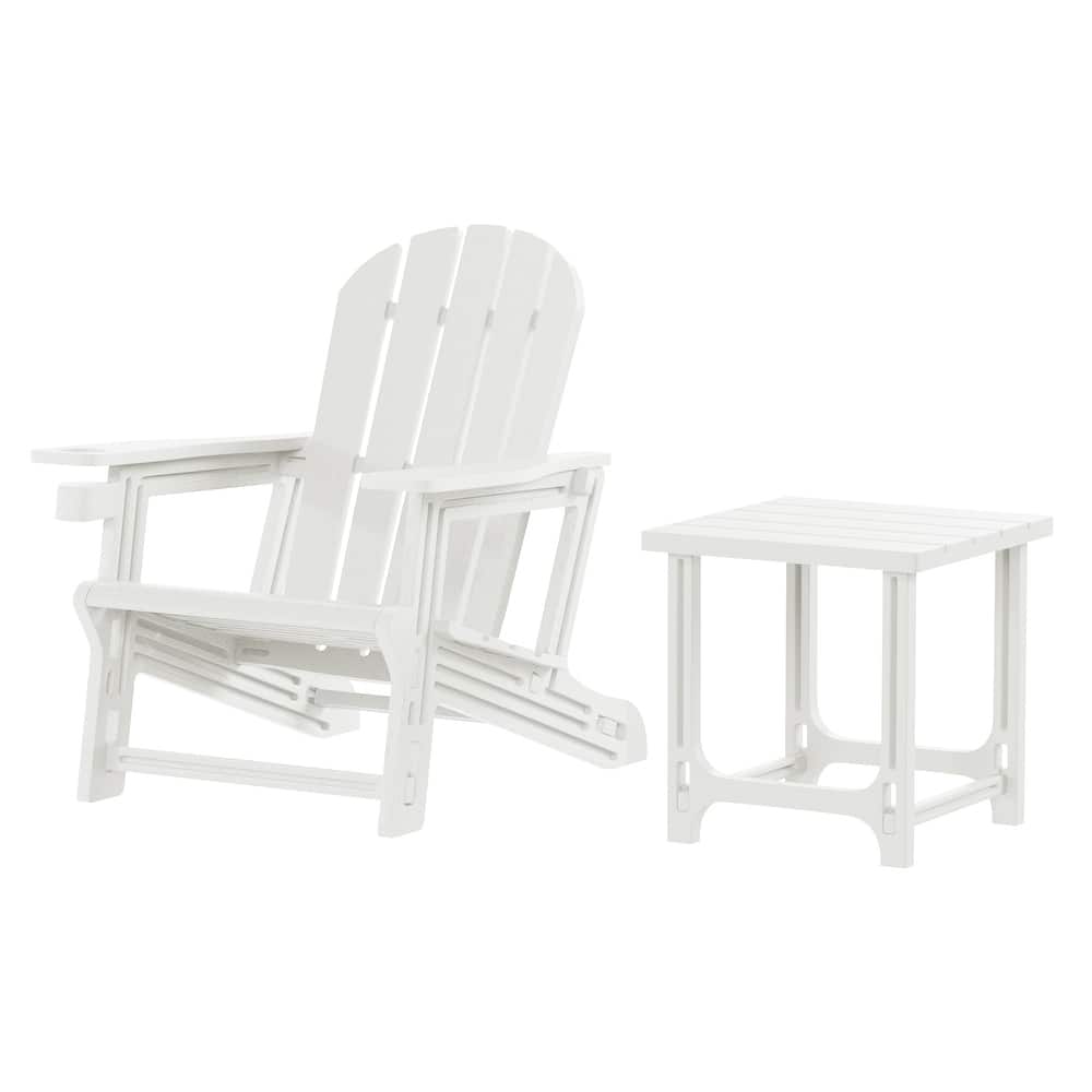 Coastline Outdoor Poly Adirondack Chair with Side Table
