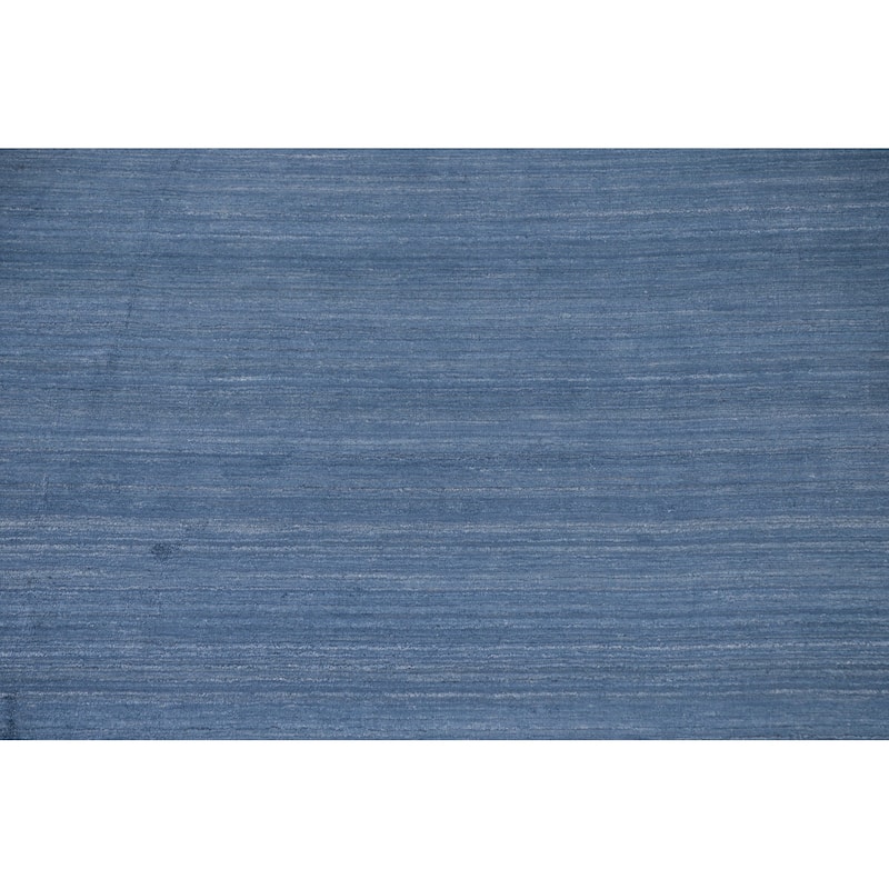 Blue Gabbeh Indian Area Rug Handmade Oriental Silk Carpet - 8'6"x 12'10"